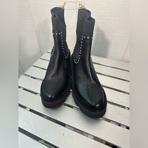 Dolce Vita Black Heeled Boots with Silver Accents